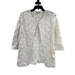 Rani Arabella Metallic Lace Women's White Medium Cotton Knit Jacket